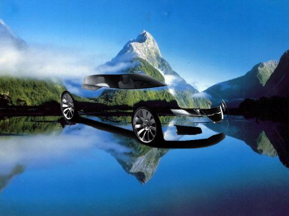 auto photoshop transparente paisaje