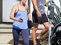 Claire Holt y su hermano Alex saliendo de gym 2014