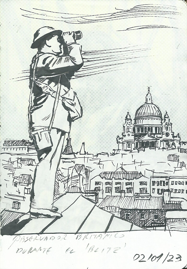 Observador británico durante el 'Blitz'