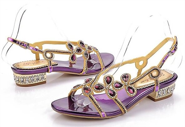Sandalias de gemas en dorado y lila