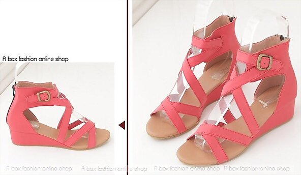 Sandalias planas talón cubierto doble X, en rojo