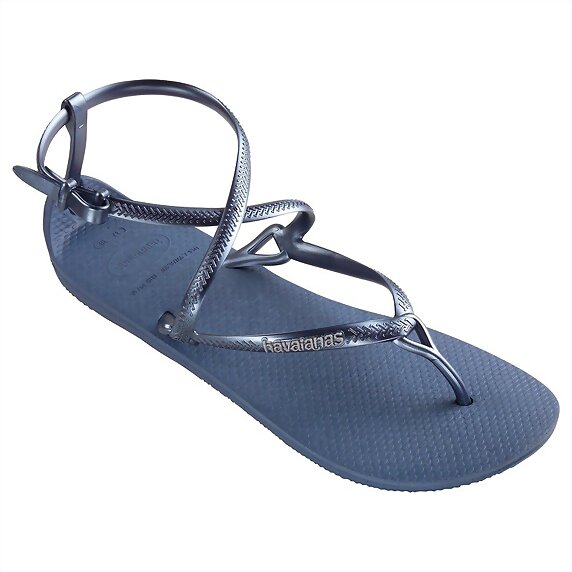 Sandalias planas de dedo, en doble cruzado negro