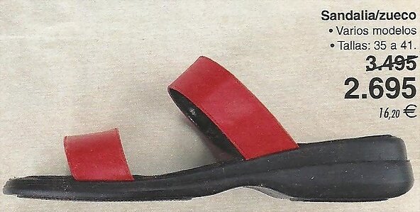 Sandalia zueco de 2 tiras, en rojo