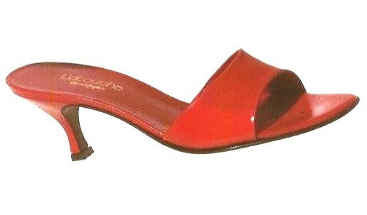 Sandalias tacón tira ancha, en rojo