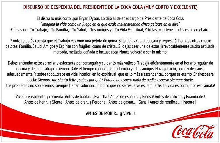 Discurso de despedida del presidente de Coca Cola