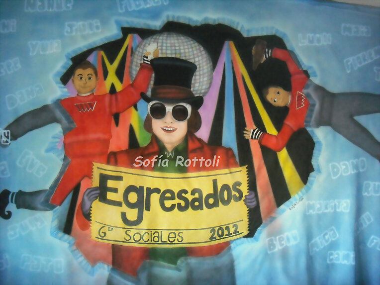 Bandera de egresados Willy Wonka y los umpalumpas