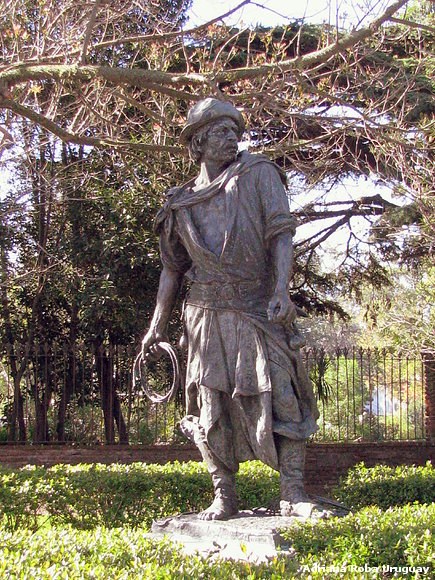 en el Prado de Montevideo, estatua de bronce