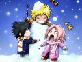 naruto sasuke y sakura en la nieve