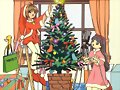 sakura y tomoyo  arreglando en arbol de navidad
