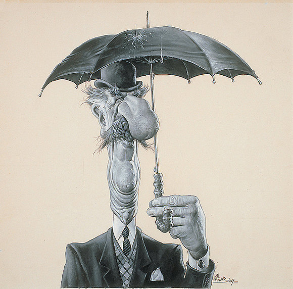 Hombre con paraguas.