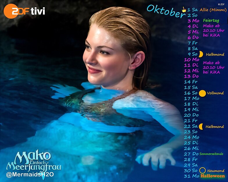 Calendario Mako Mermaids de Octubre de 2016