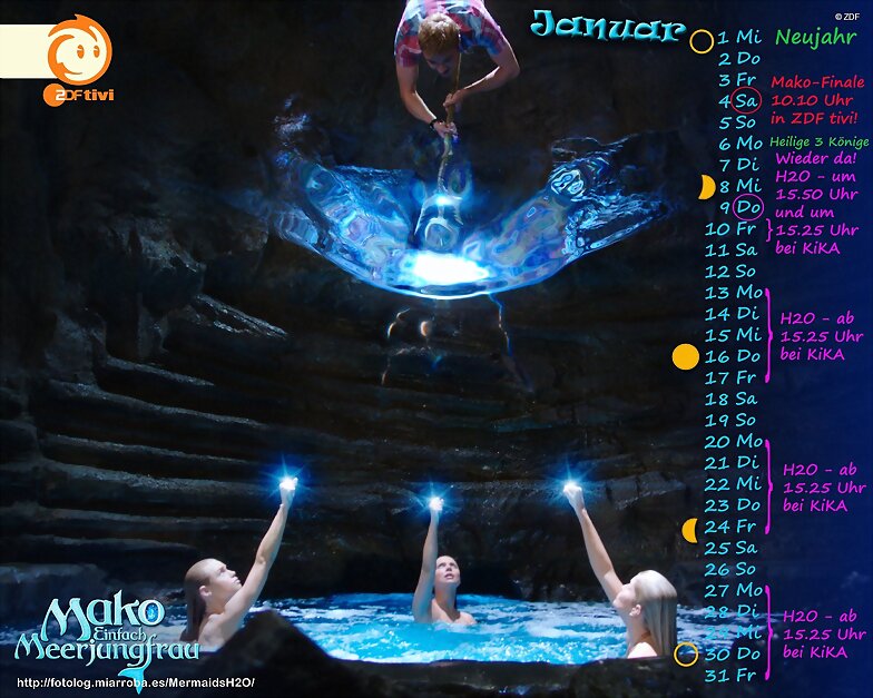 Calendario Mako Mermaids Enero de 2014