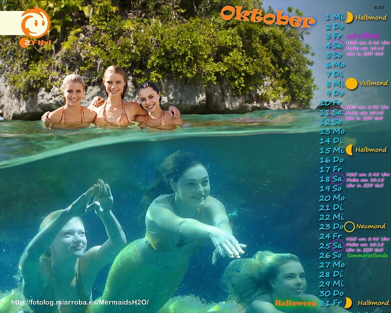 Calendario H2O y Mako Mermaids de Octubre de 2014