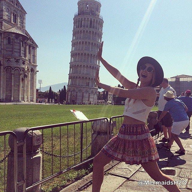Cleo Massey en la Torre de Pisa, Italy