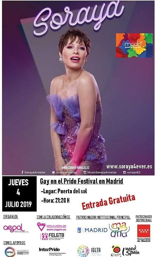 HOY JUEVES 4-7-2019, CONCIERTO GAY PRIDE MADRID