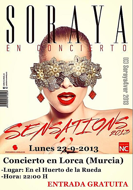 HOY LUNES 23-9-2013, CONCIERTO DE SORAYA EN LORCA