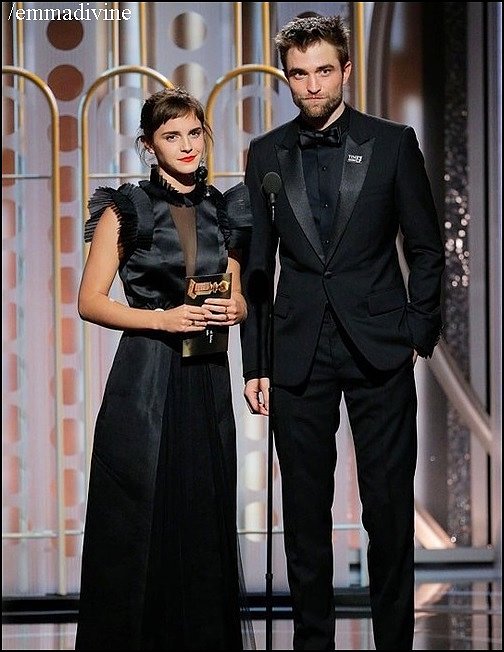 Emma y Robert Pattinson en lo Globos de Oro